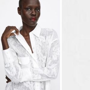 Zara Embroidered Button Down White Dress